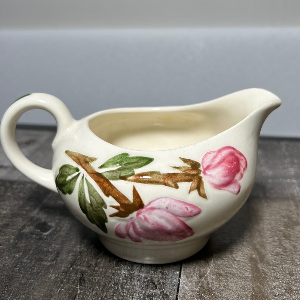 Vintage Continental Kilns USA Hand Painted Green Arbor Creamer Pitcher